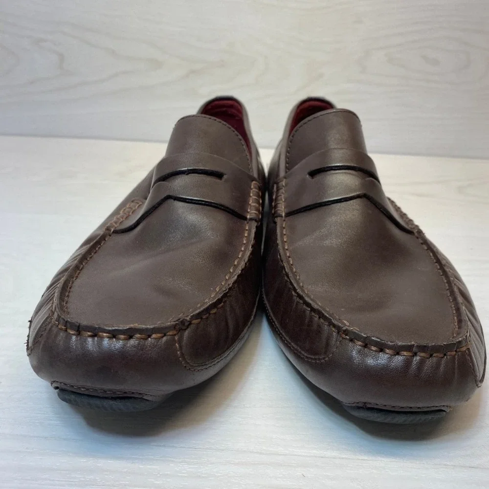 Cole Haan Mens 12 M Gunnison Driver Loafers Penny Leather Brown C40448 Slip On